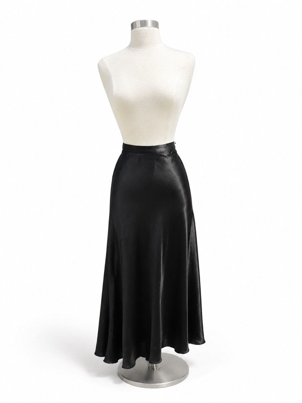Vintage Y2K Spiegel Black 100% Silk Midi Skirt Size 8